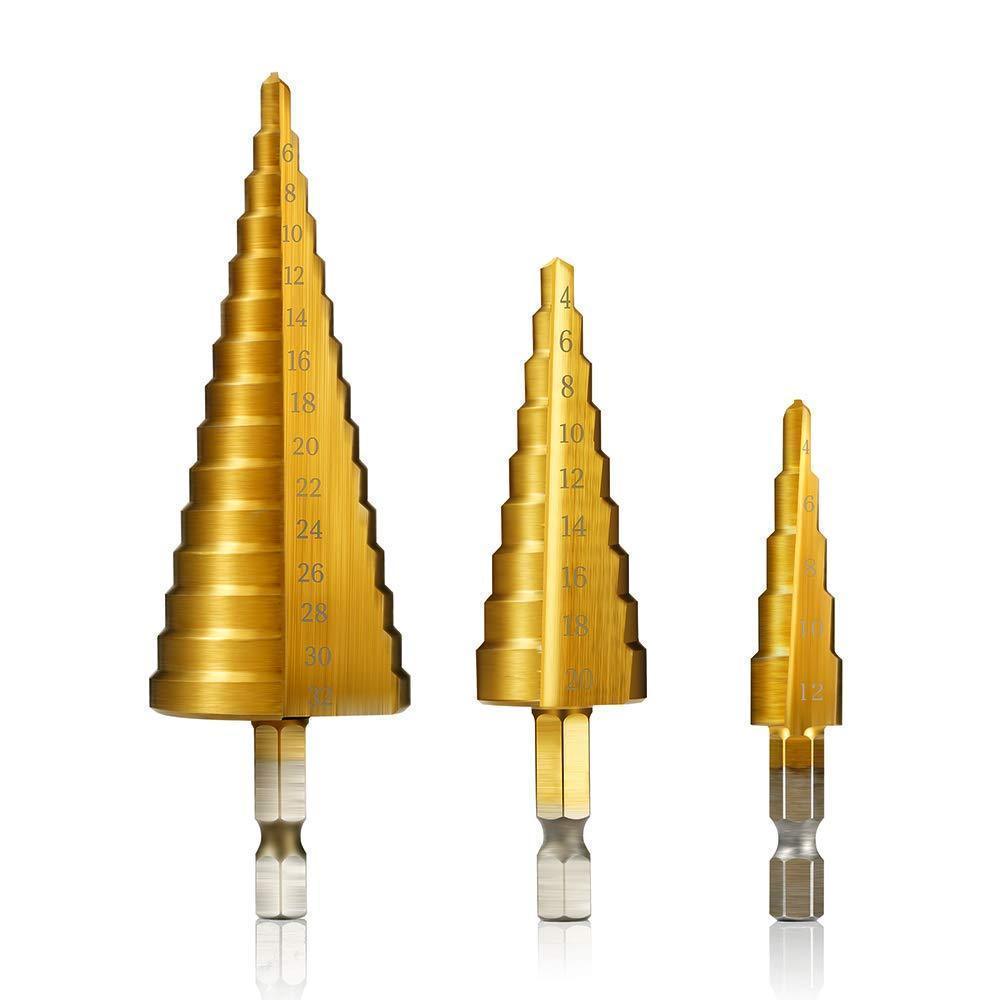 3pc HSS Steel Step Drill Set