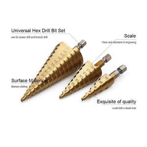 3pc HSS Steel Step Drill Set